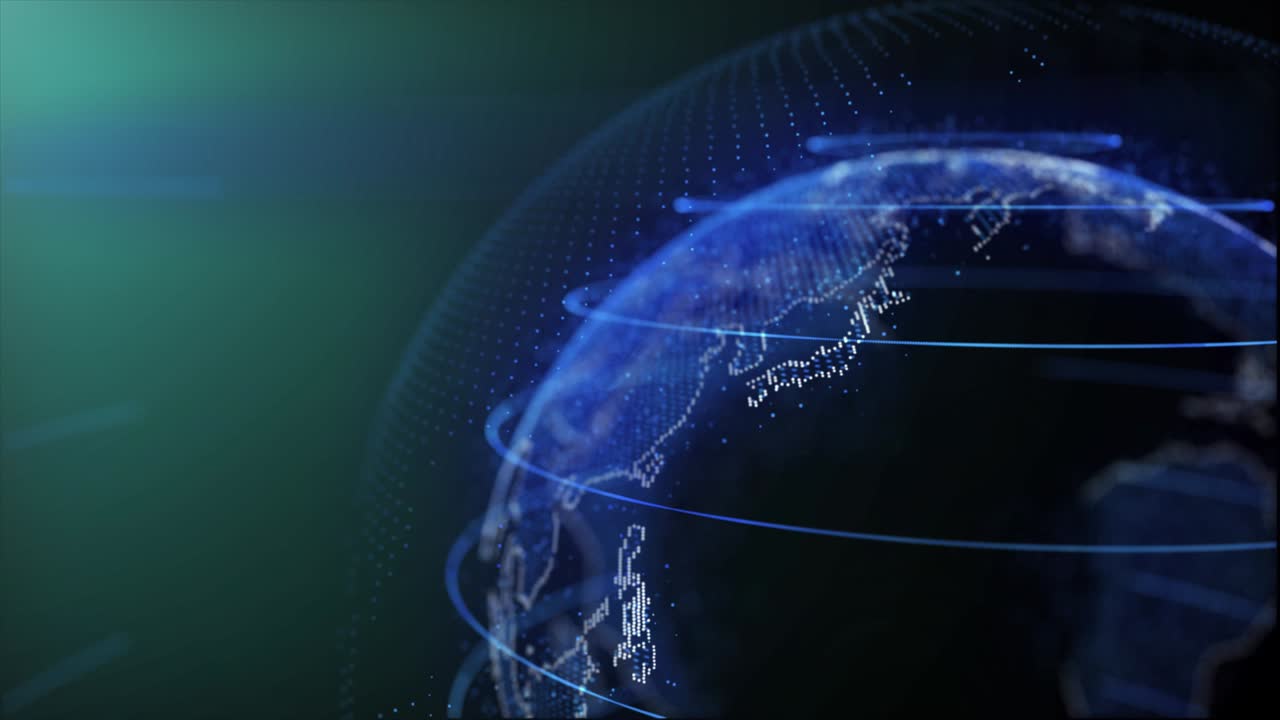 4K 3840 loop view. animate graphic digital technology background, close up digital world is connecting people with dark background and effect filter, futuristic technology and digital age concept