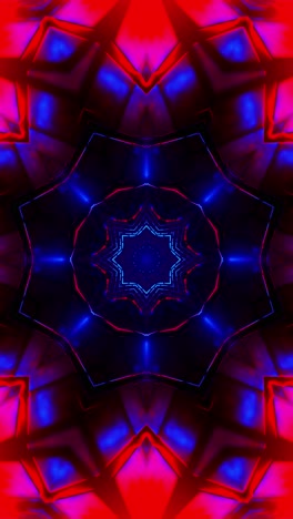 red and blue abstract design. kaleidoscope vj loop vertical