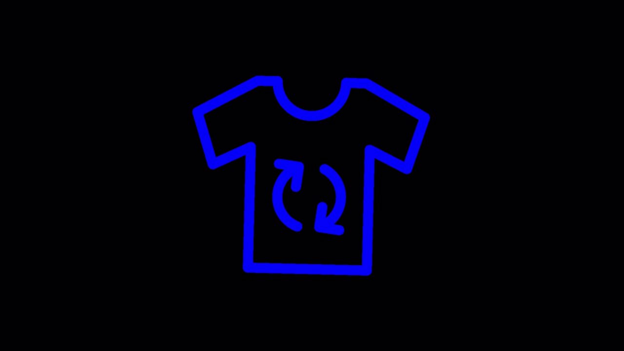 Ícone de Camiseta Neon Azul com Símbolo de Reciclagem Giratório