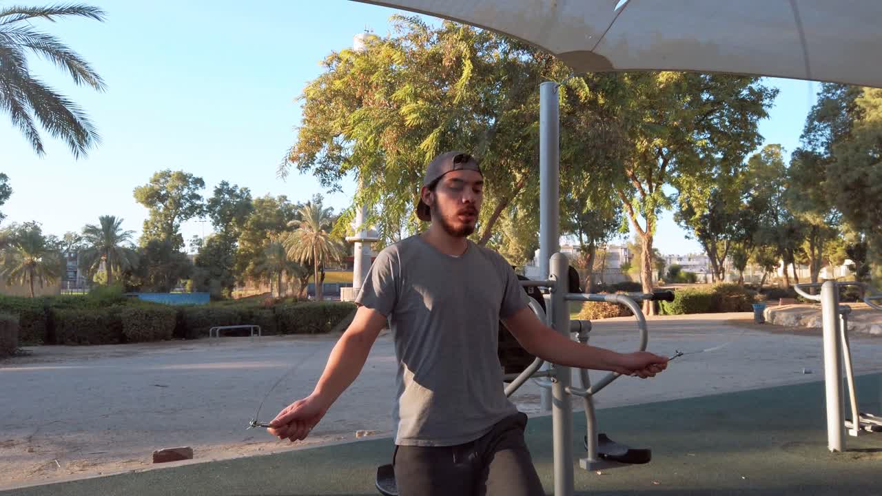 man jumping on skipping rope