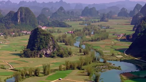 this footage captures the serene landscapes of phong nam valley in cao bang, north vietnam