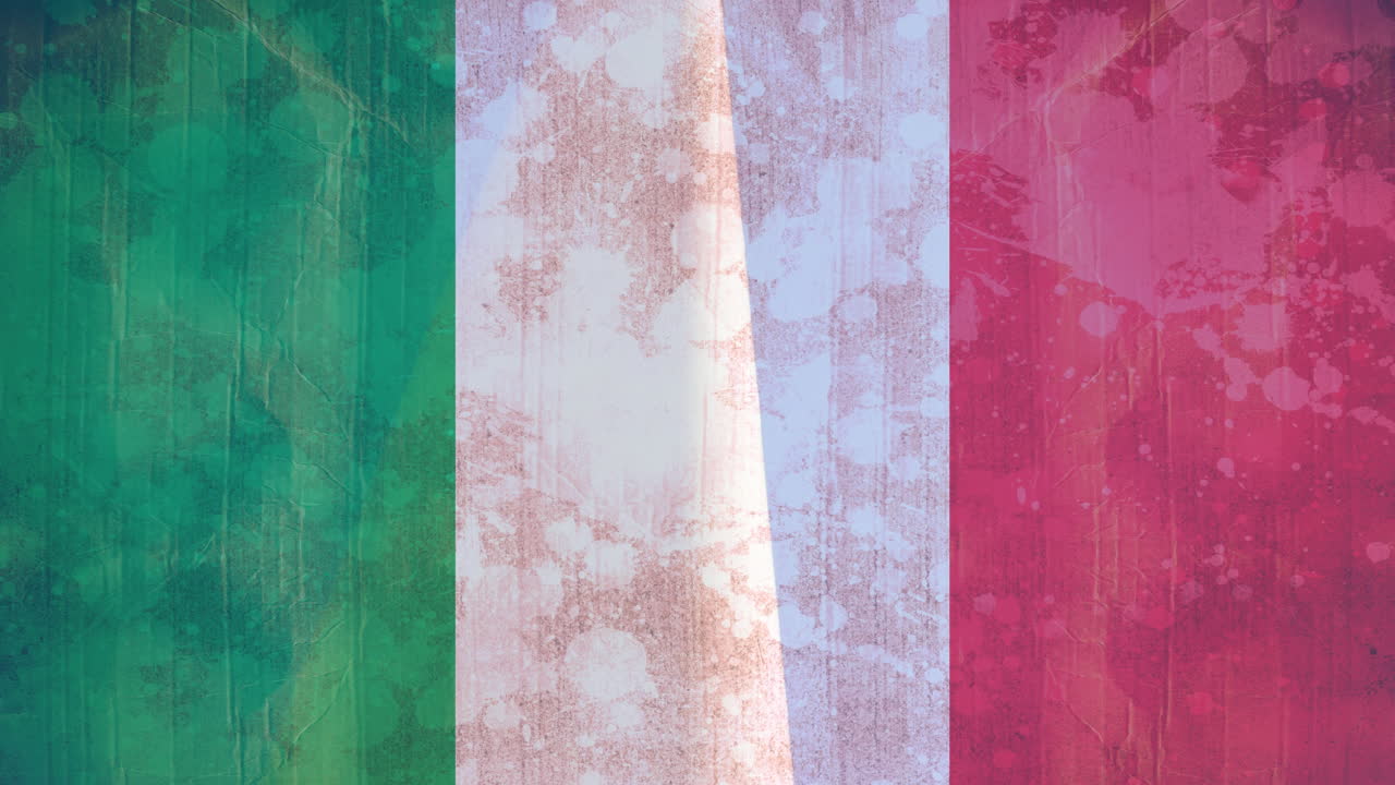 animación de la bandera de italia sobre la fábrica