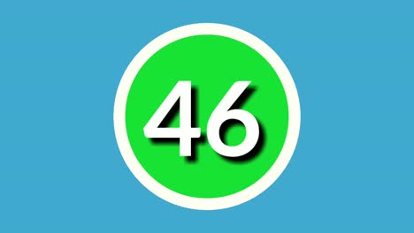 number 46 forty six sign symbol animation motion graphics on green sphere on blue background,4k cartoon video number for video elements