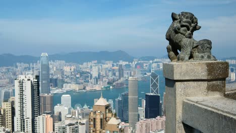 chinese lion statue at victoria peak the famous viewpoint in hong kong