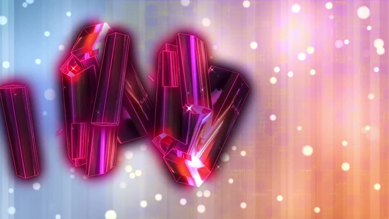 분홍색 다이아몬드가 파스텔색 배경 위에 움직이는 애니메이션