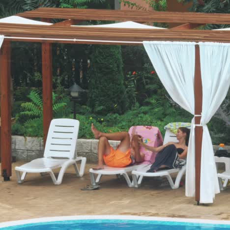 couple enjoying in the pool