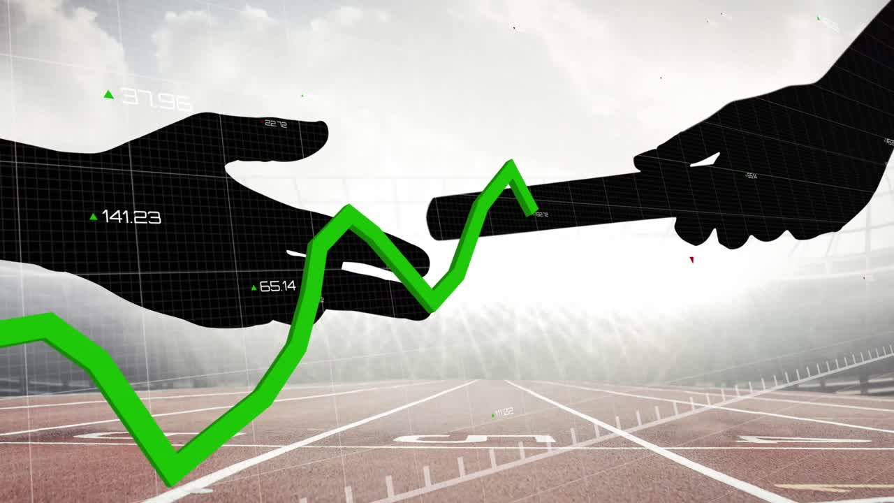 스포츠 경기장에서 파란색으로 떨어지는 금색 콘페티의 애니메이션