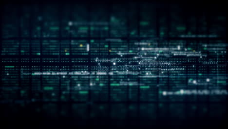 futuristic data matrix, telemetry and encrypt numbers simulation display for head up display in cyber space abstract de-focus environment background