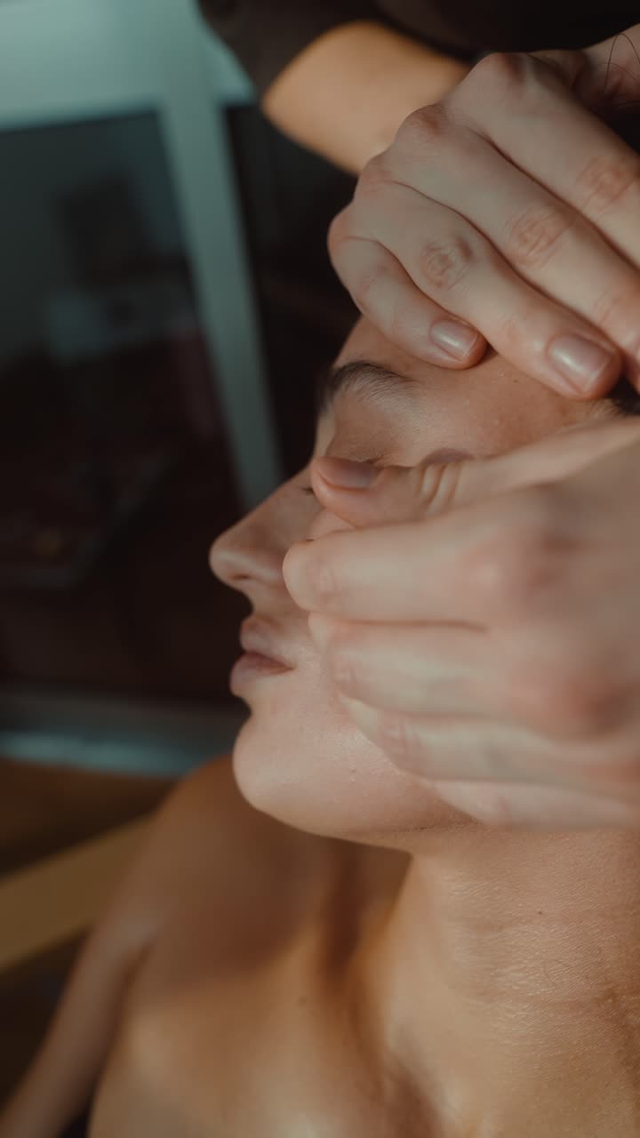 Close Up of Woman Receiving Relaxing Facial Massage