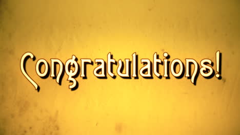 A-text-message,-fancy-retro-font,-1970s-damaged-film-style,-appearing-with-a-letter-enlargement-animation:-Congratulations