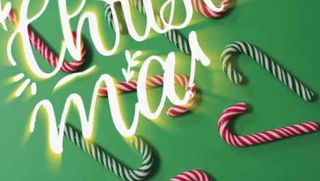 Animation-of-merry-christmas-text-over-candy-canes