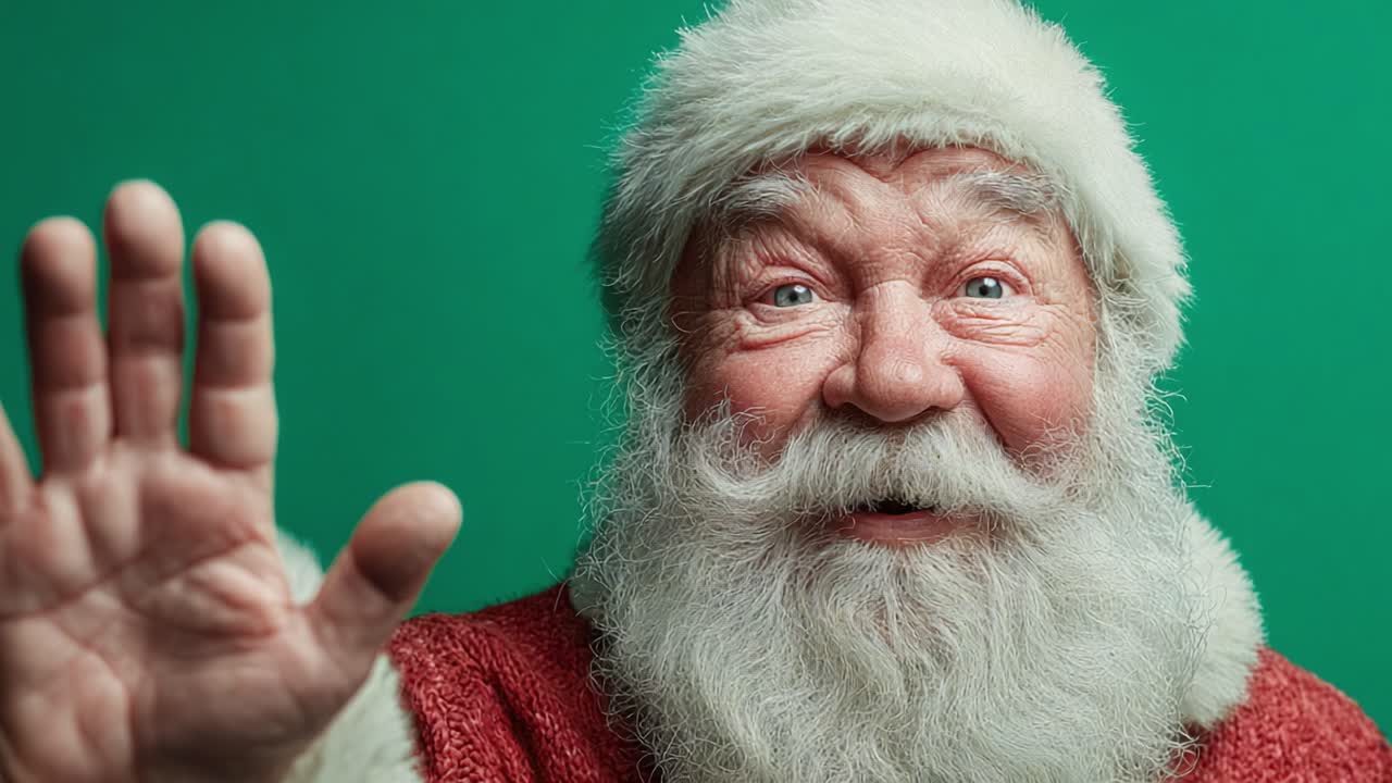 Joyful Holiday Atmosphere with a Cheerful Character Embracing the Spirit of Giving and Celebration Through a Warm Smile and Friendly Wave