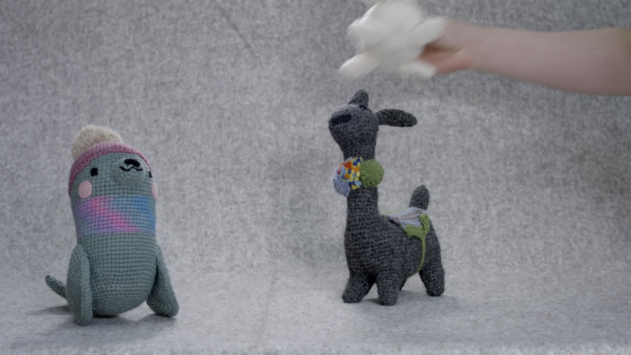 handmade knitted toys made out of wool thread