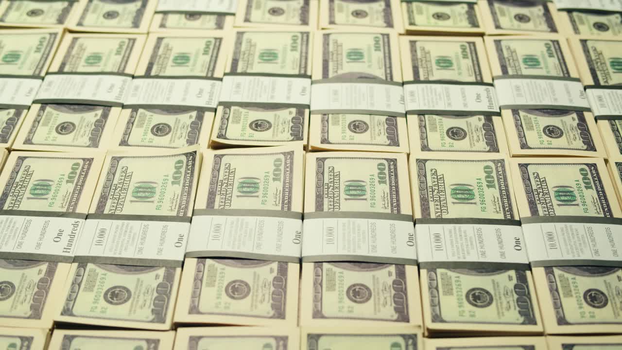 Stacks of cash dollars and euro, Banknotes counting, Specialised police officer Counting dollar euro banknotes in crime lab with machine, cashed out money, bitcoin changing, buying home flat in bank.