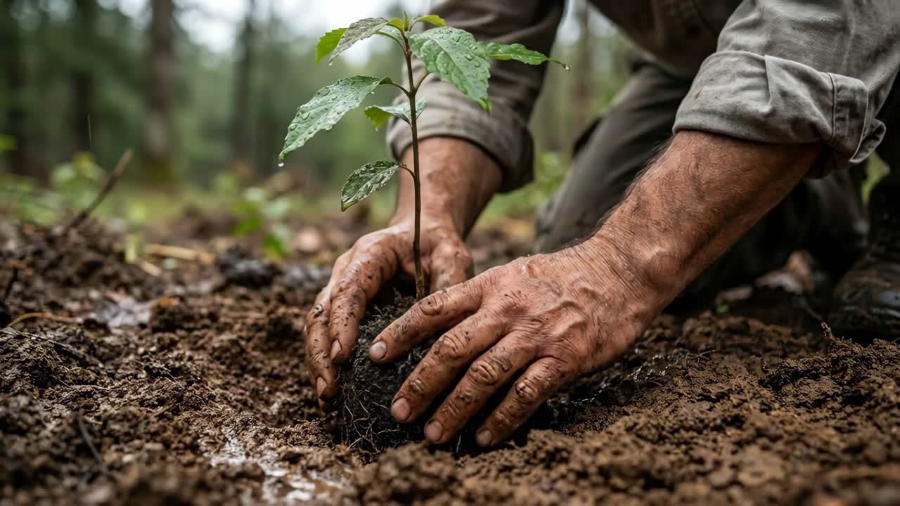 Planting a Tree Seedling for Reforestation