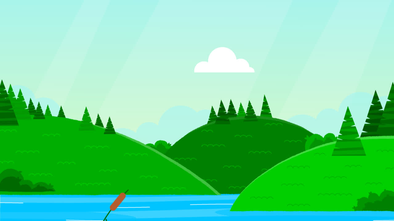 una animación de una ilustración plana del paisaje