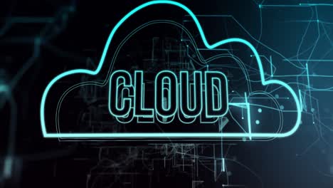 animación de texto en la nube sobre fondo negro
