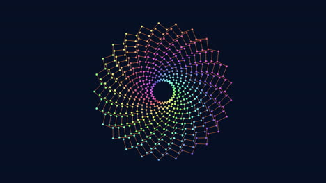 psychedelic rainbow circle with neon dots in dark space