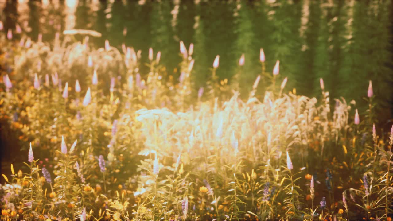 여름 해가 지는 날 야생 꽃