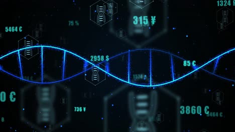 animación de la cadena de adn sobre el procesamiento de datos