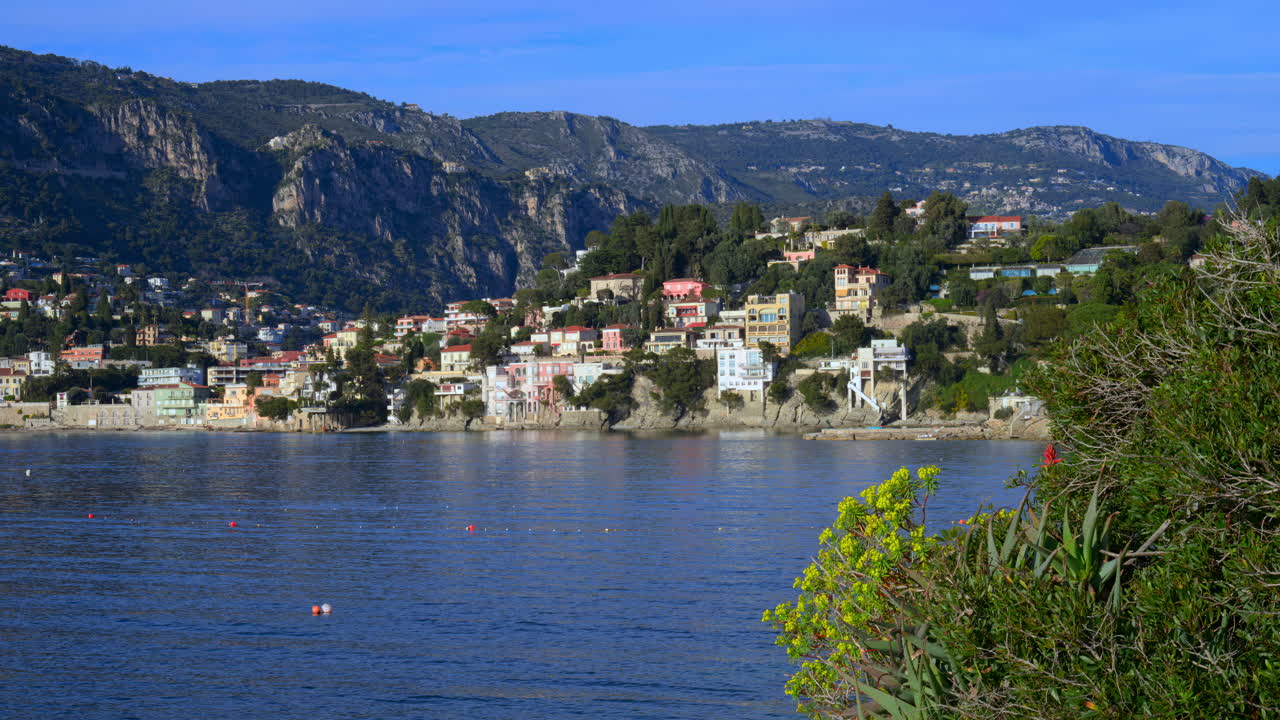 View of the commune of Saint-Jean-Cap-Ferrat, France on the coast of the sea