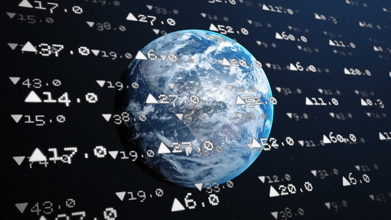 Animation de traitement des données et de statistiques sur le globe