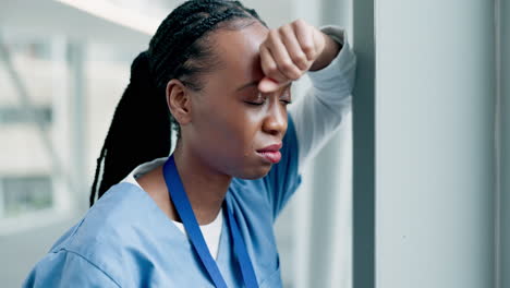 Sad,-doctor-and-woman-by-window-with-headache