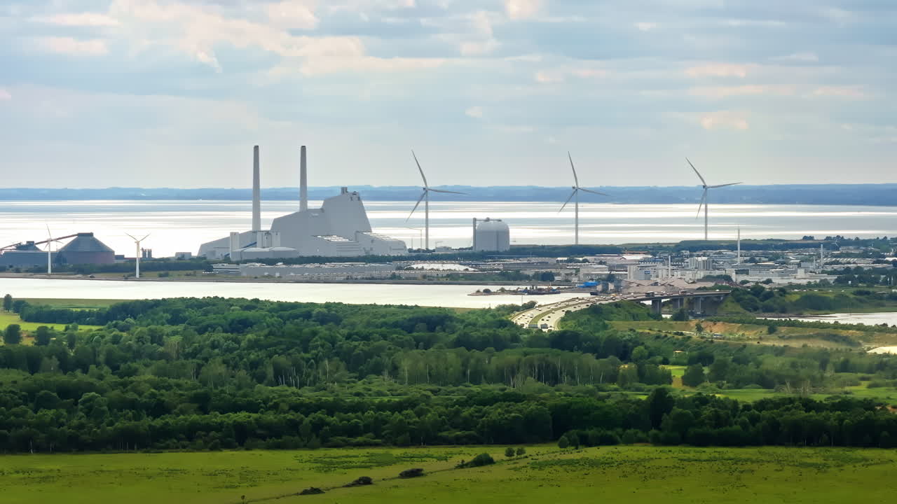 Aerial drone view of Naturcenter Amager in Kastrup, Denmark