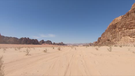 desert driving point of view and background jordan wadi rum