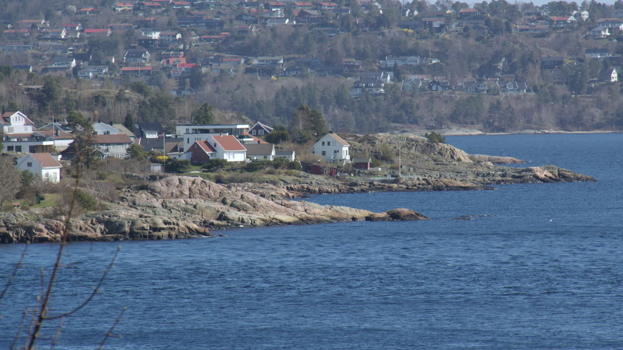 Long shot looking across the harbour too Kuholmen at so