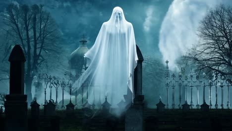 fantasma espeluznante en un cementerio