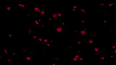 los corazones se mueven o parpadean en la pantalla negra. el fondo del día de san valentín. el símbolo del amor en movimiento gráfico.