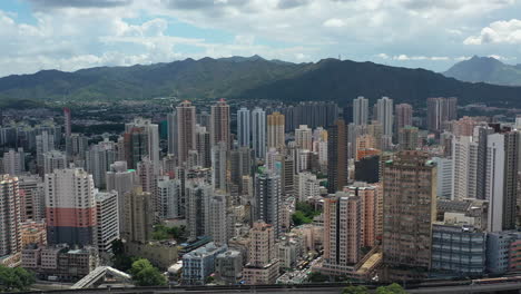 blocks of modern dense apartment buildings in yuen long, hong kong