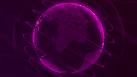 pixel planet earth animation. animation of space with digital exploding earth, abstract world map background. rotating globe, shining continents with accented edges
