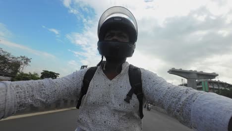 bike ride with helmet mumbai india western express highway bike ride skyline cityscape tall buildings wstern express highway action cam