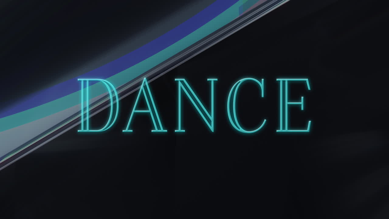 animación del texto de baile sobre el cristal brillante.