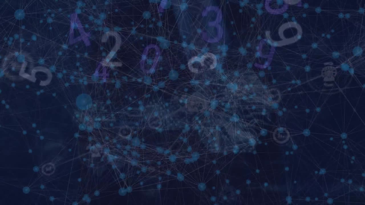 Animation of businessman touching car 3d model, dots and icons connecting with lines and numbers