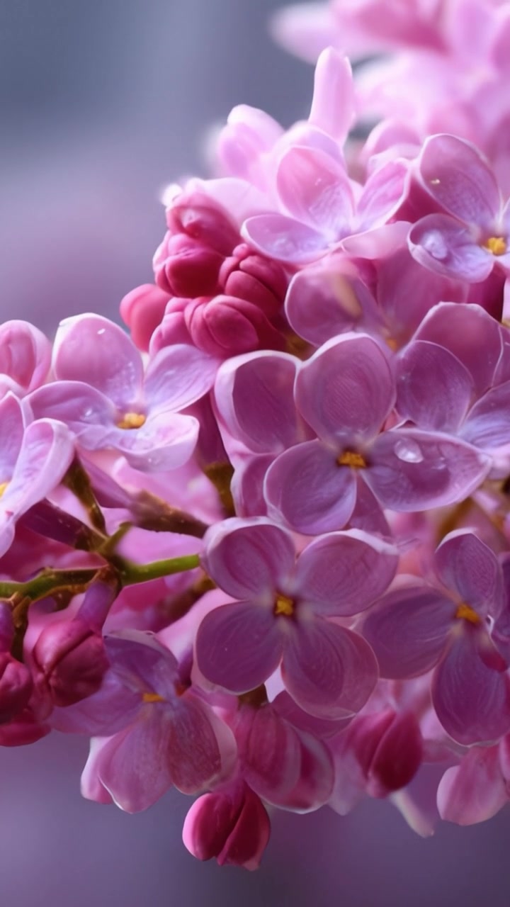 Bunga Lilac Halus dengan Fokus Lembut Menangkap Keindahan Musim Semi, Menampilkan Spektrum Warna Ungu yang Memukau dan Struktur Kelopak yang Rumit.