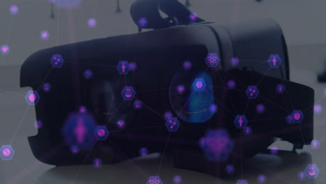iconos de conexión de red contra auriculares vr