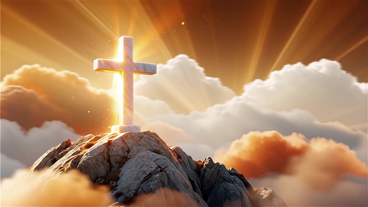 Christian Cross Heavenly Light Worship Background