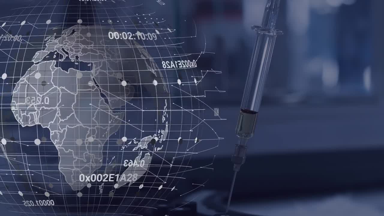 글로브, 숫자 및 주사기의 애니메이션