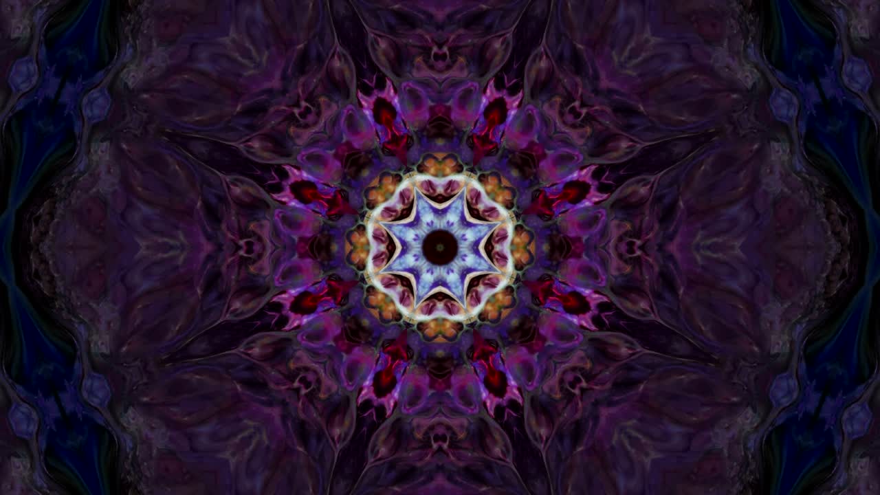 movimiento de caleidoscopio abstracto círculo geométrico y formas de estrellas