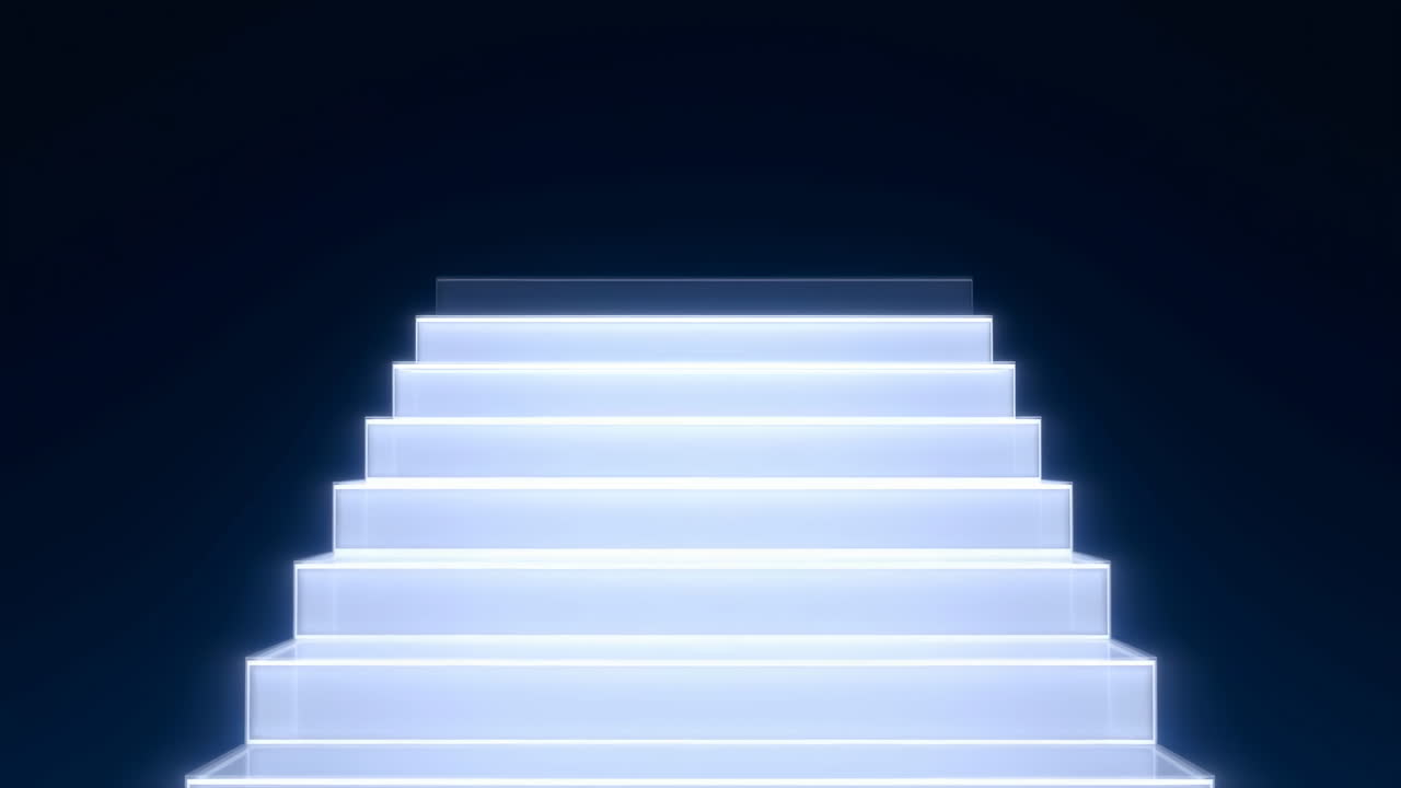 Futuristic Illuminated Staircase Growing Upwards