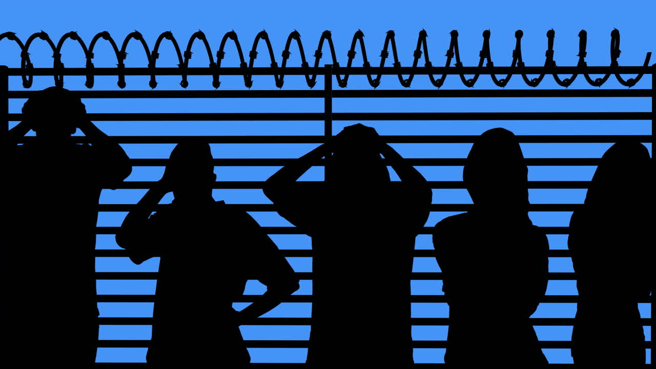 Animation of people stating in front on the fance