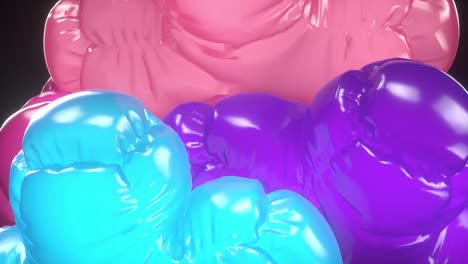 3d animation of spinning soft colorful balloons