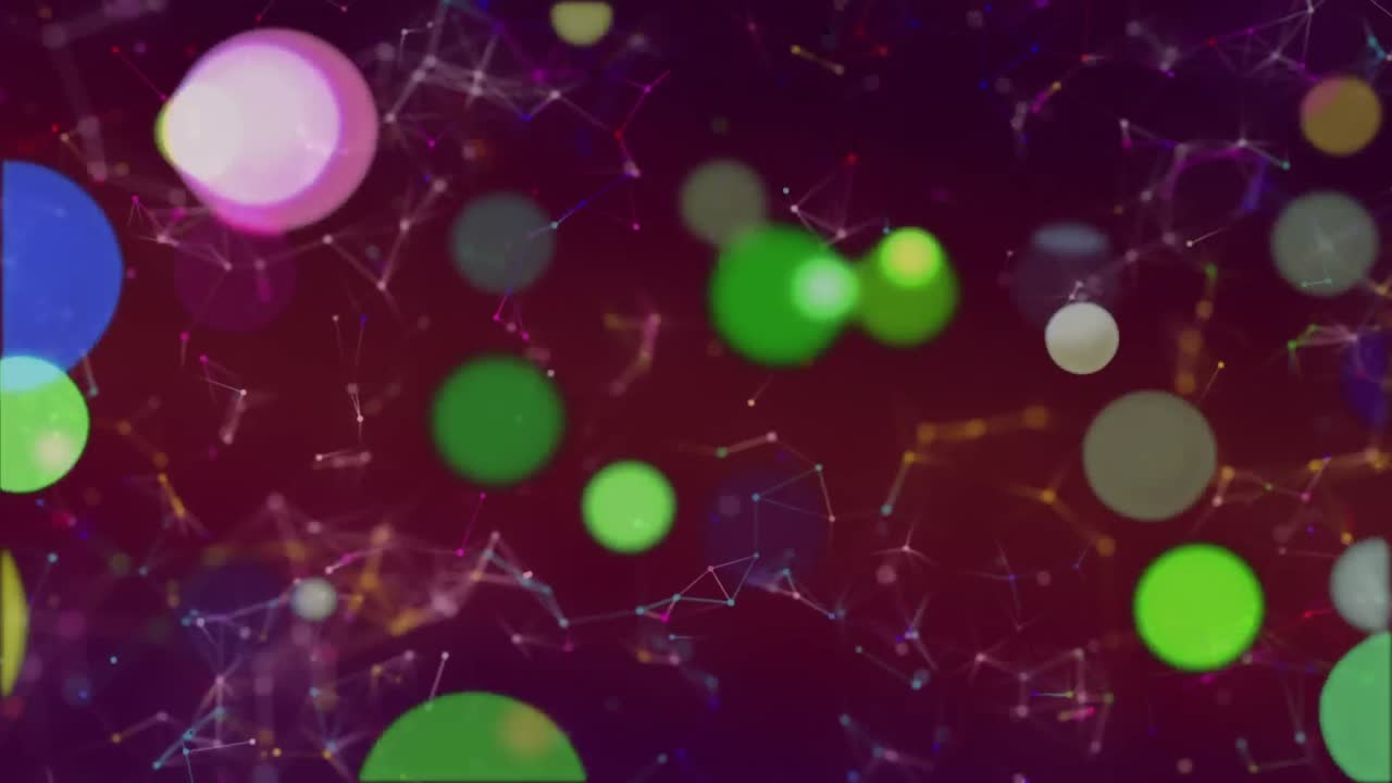 Animation of network of connections over colourful spots
