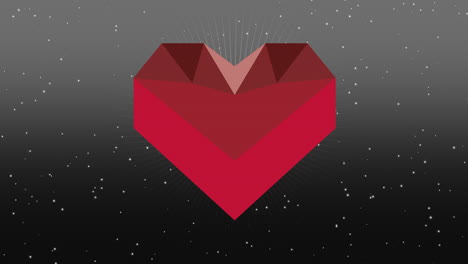 corazón geométrico rojo y estrellas en galaxia