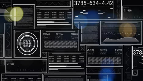 data processing and analysis animation over various digital interface screens