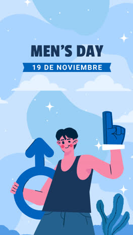 motion graphic of flat illustration for men's day in spanish