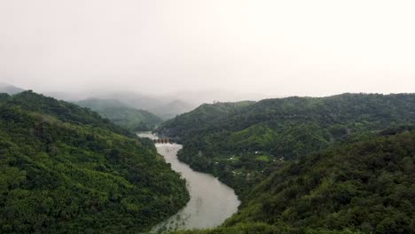 wide aerial shot ipo dam in dona remedios trinidad drt, bulacan, philippines